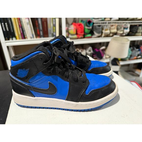 Nike Air Jordan Retro 1 Mid ‘Black Royal Blue' Size 5Y/W6.5 -DQ8423-042 - Picture 1 of 8